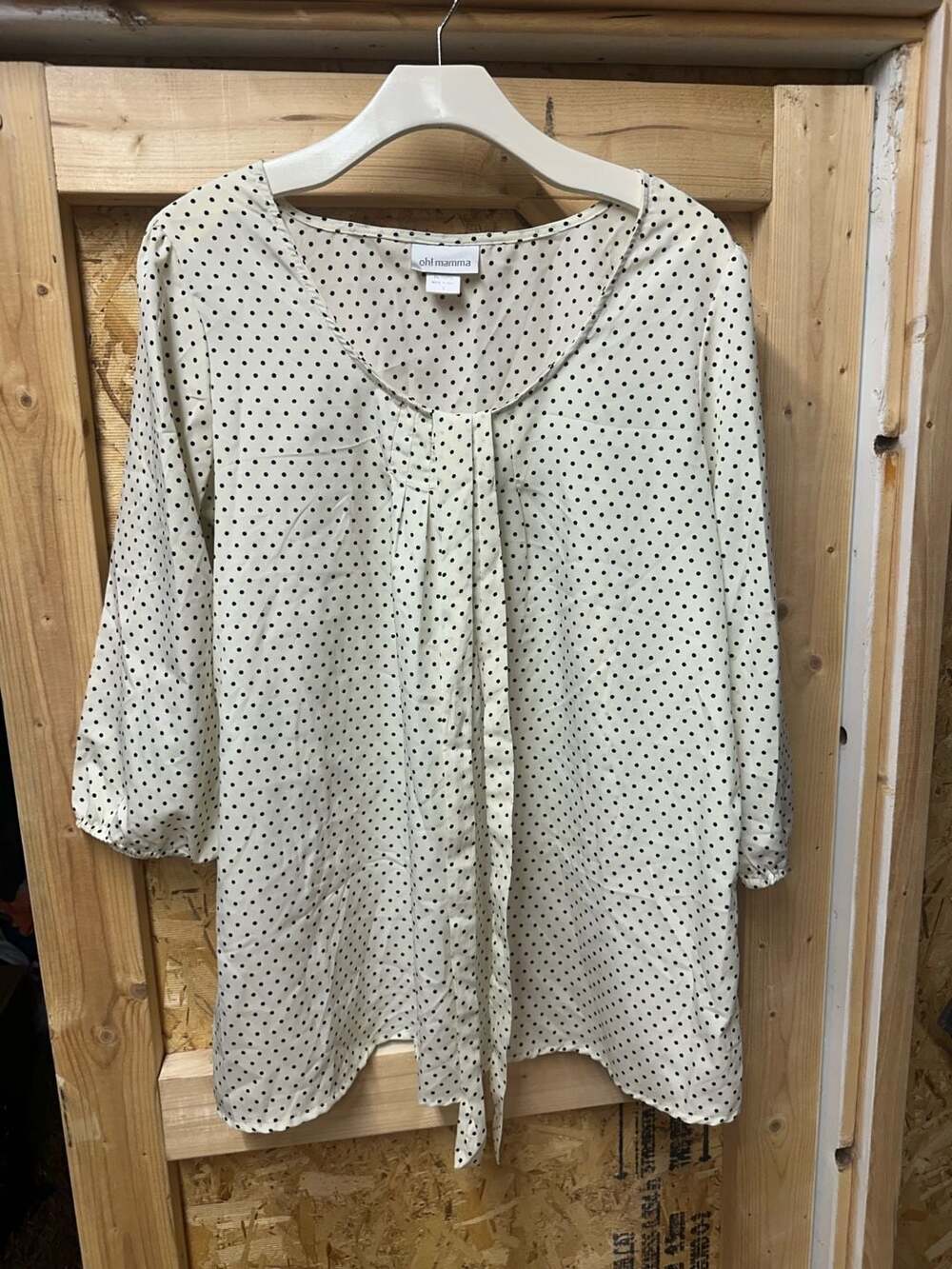 Oh! Mamma Polka Dot Blouse Size L Cream Black